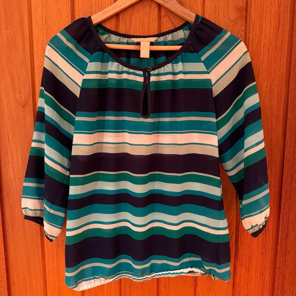 Banana Republic Green/Blue Striped Blouse